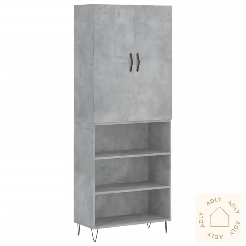 Highboard Betonggrå 69,5X34X180 Cm Konstruert Tre