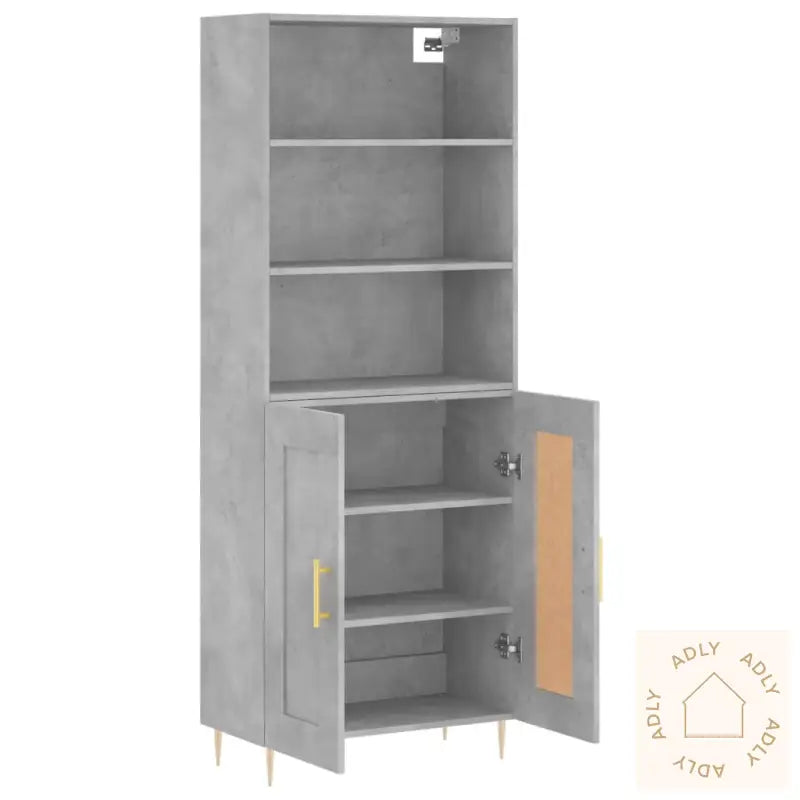 Highboard Betonggrå 69,5X34X180 Cm Konstruert Tre