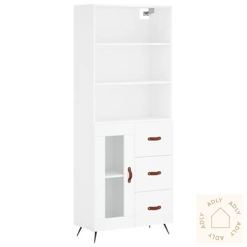 Highboard Hvit 69,5X34X180 Cm Konstruert Tre
