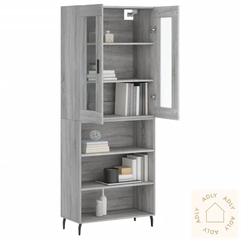 Highboard Grå Sonoma 69,5X34X180 Cm Konstruert Tre