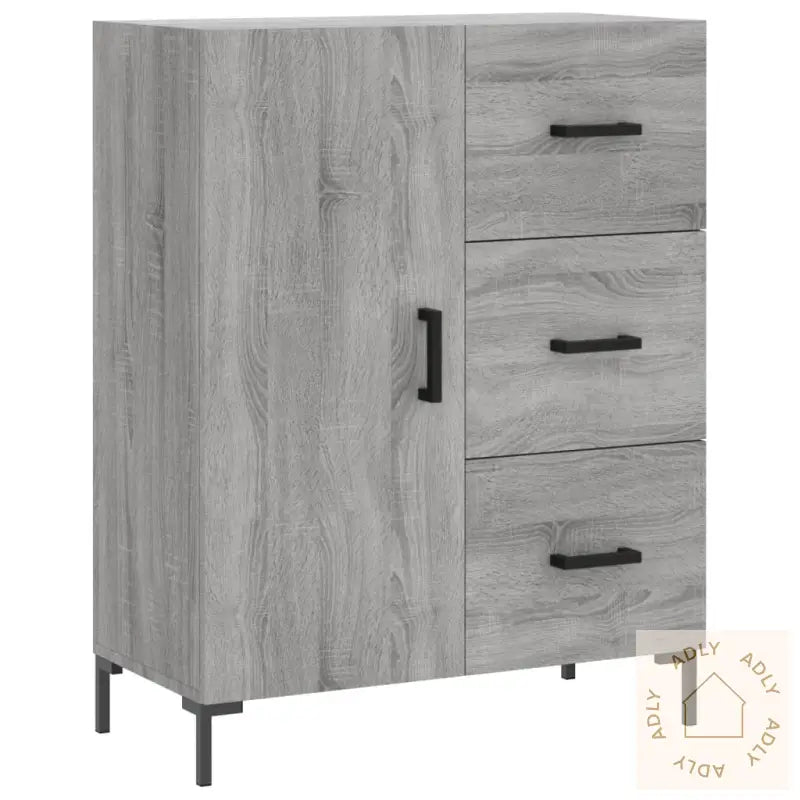 Highboard Grå Sonoma 69,5X34X180 Cm Konstruert Tre