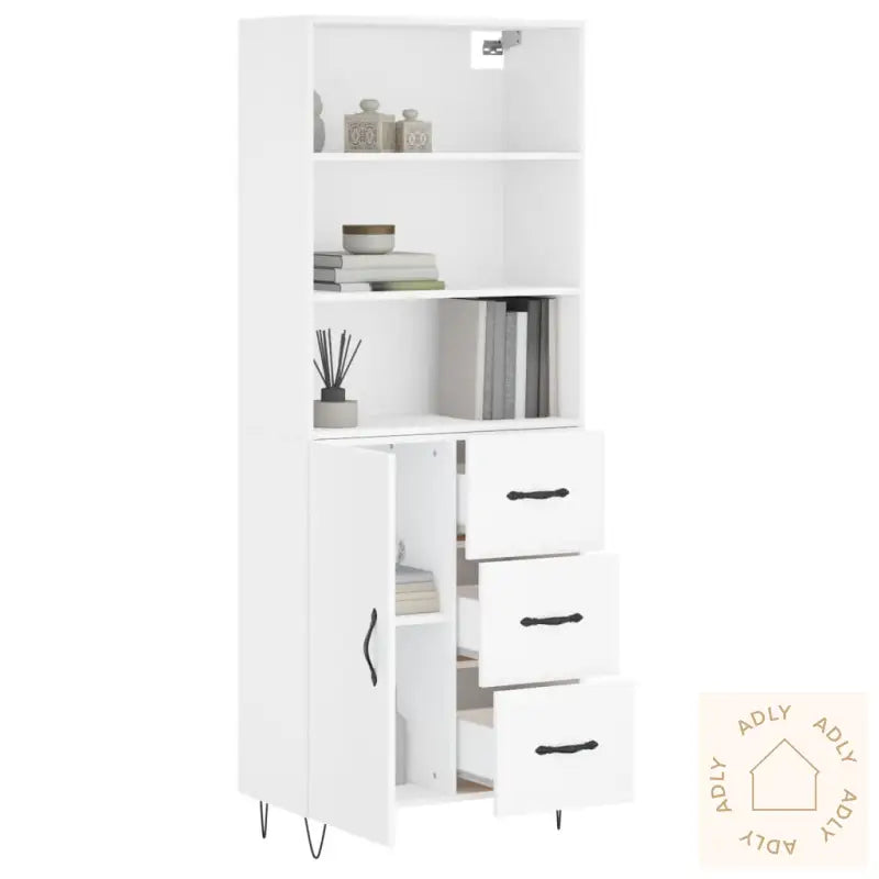 Highboard Hvit 69,5X34X180 Cm Konstruert Tre
