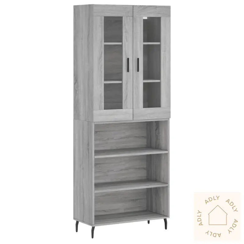 Highboard Grå Sonoma 69,5X34X180 Cm Konstruert Tre
