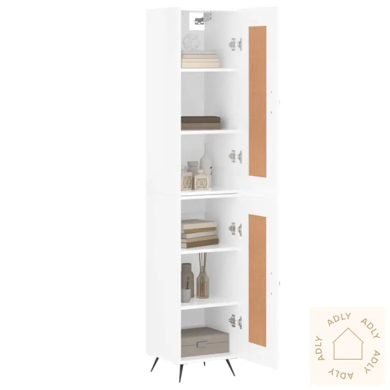 Highboard Høyglans Hvit 34,5X34X180 Cm Konstruert Tre