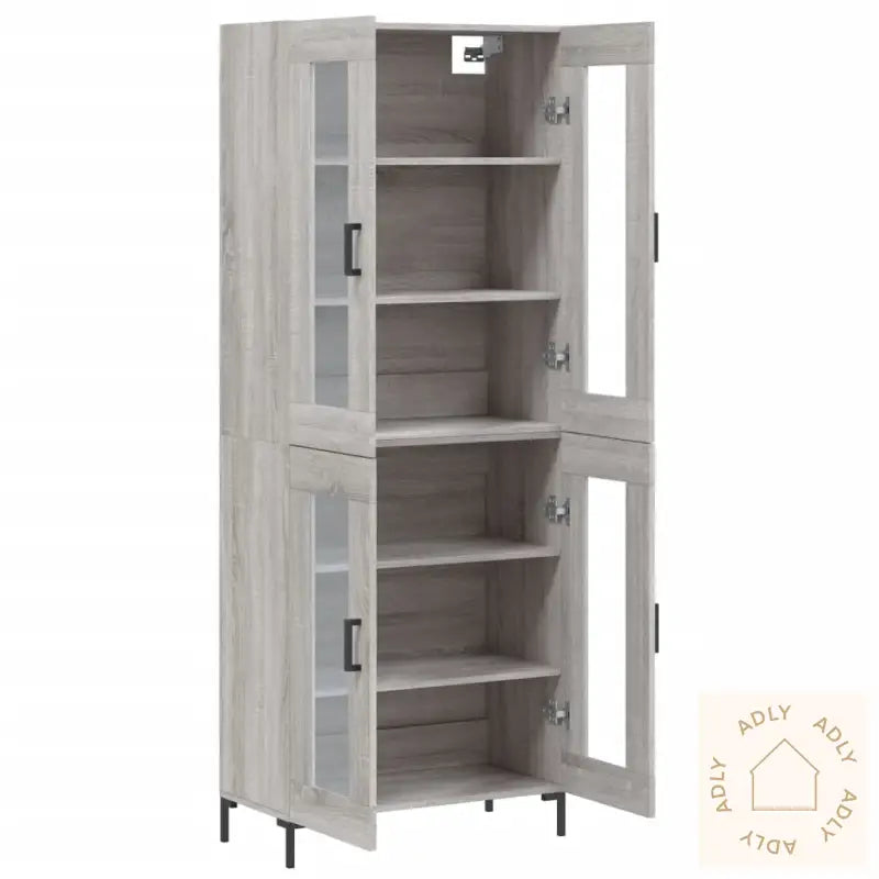 Highboard Grå Sonoma 69,5X34X180 Cm Konstruert Tre