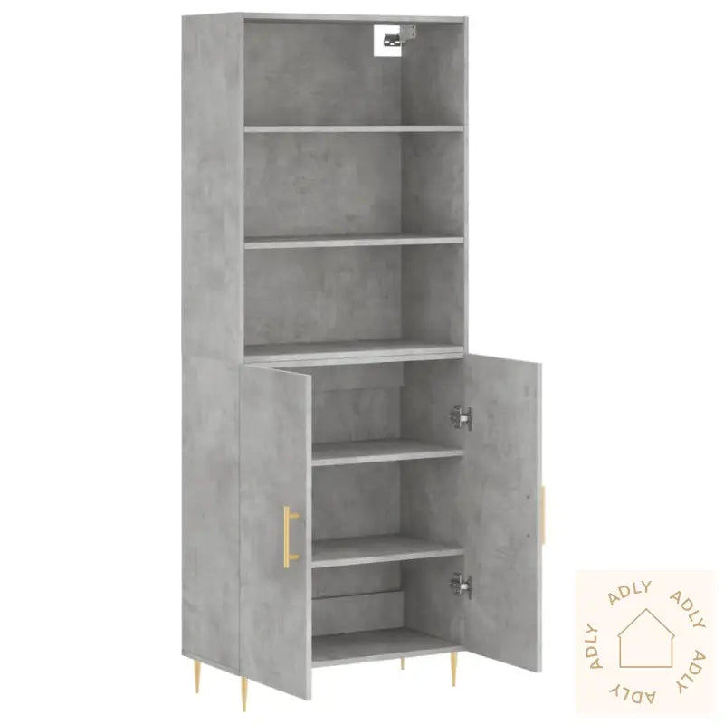 Highboard Betonggrå 69,5X34X180 Cm Konstruert Tre