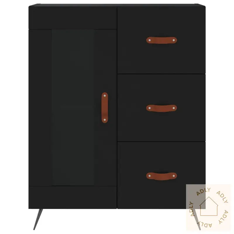 Highboard Svart 69,5X34X180 Cm Konstruert Tre