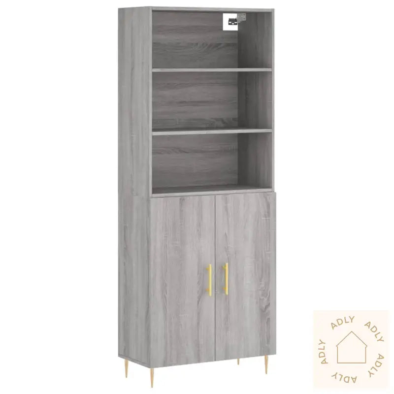 Highboard Grå Sonoma 69,5X34X180 Cm Konstruert Tre