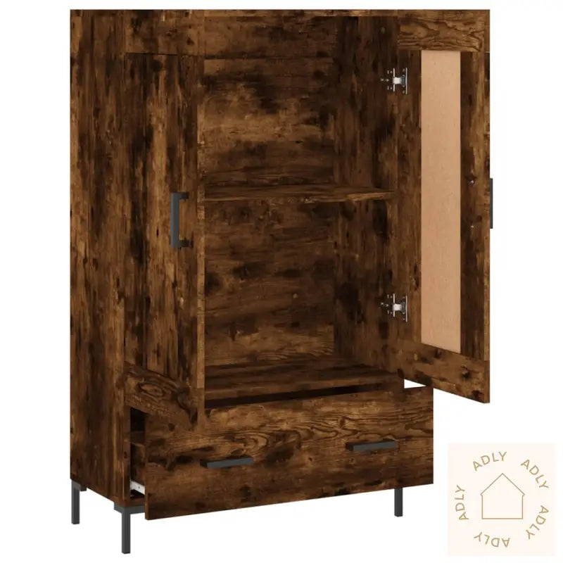 Highboard Røkt Eik 69,5X31X115 Cm Konstruert Tre