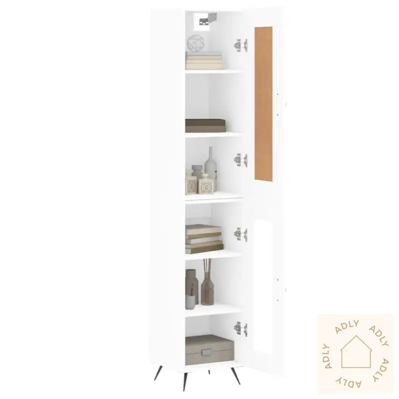 Highboard Hvit 34,5X34X180 Cm Konstruert Tre