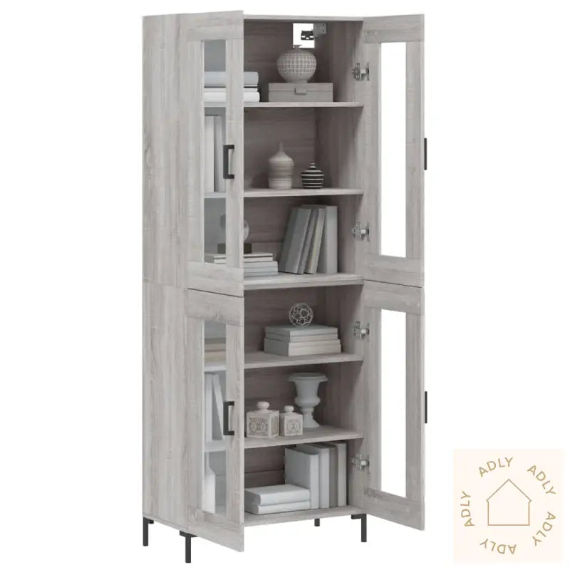 Highboard Grå Sonoma 69,5X34X180 Cm Konstruert Tre