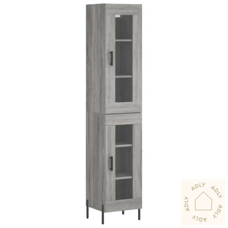 Highboard Grå Sonoma 34,5X34X180 Cm Konstruert Tre