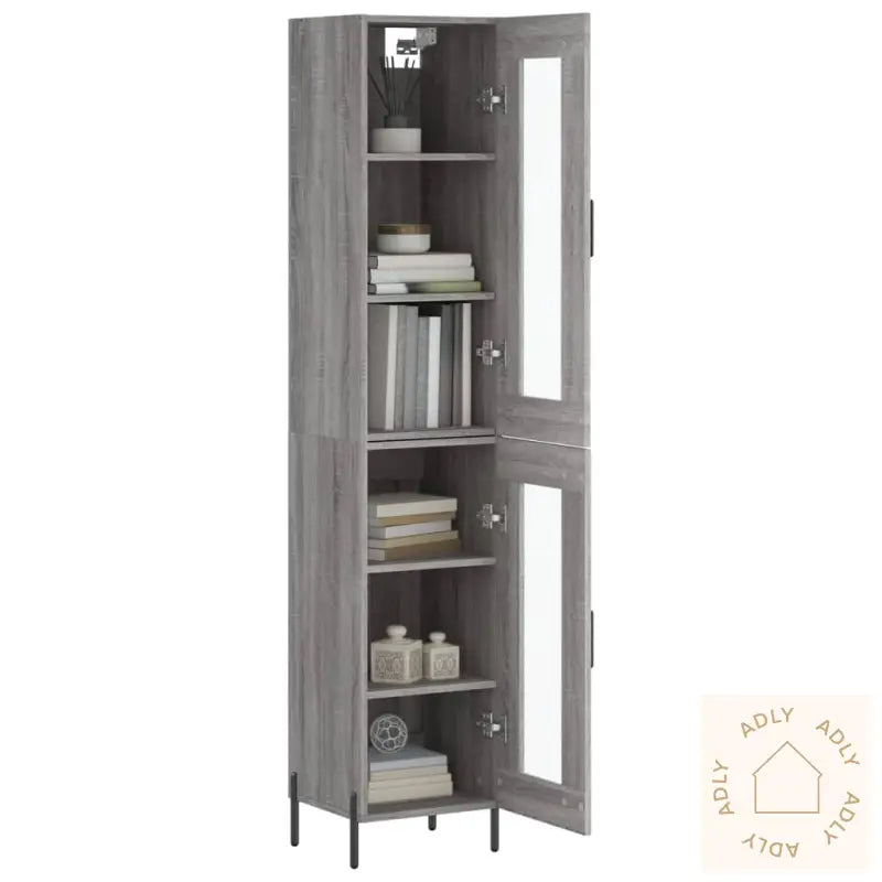 Highboard Grå Sonoma 34,5X34X180 Cm Konstruert Tre