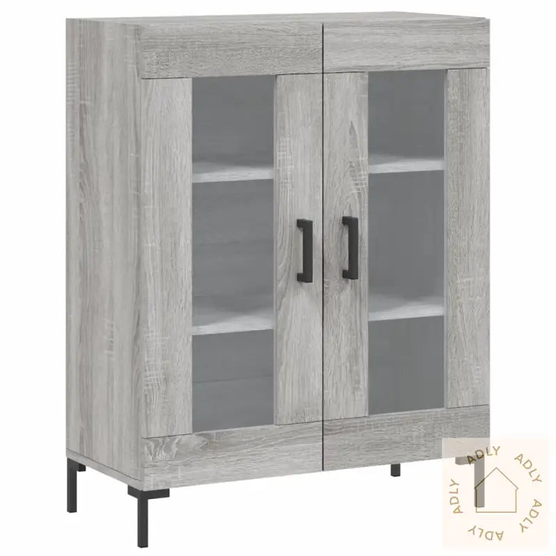 Highboard Grå Sonoma 69,5X34X180 Cm Konstruert Tre