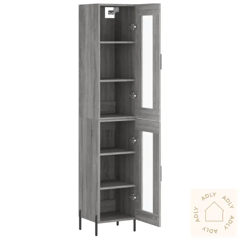 Highboard Grå Sonoma 34,5X34X180 Cm Konstruert Tre