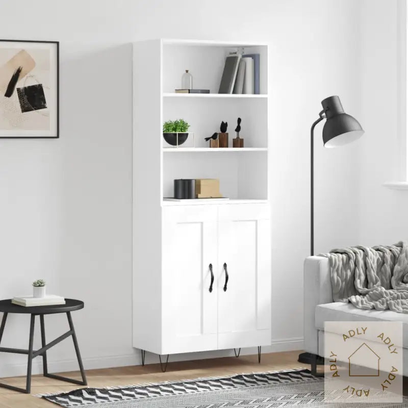 Highboard Hvit 69,5X34X180 Cm Konstruert Tre