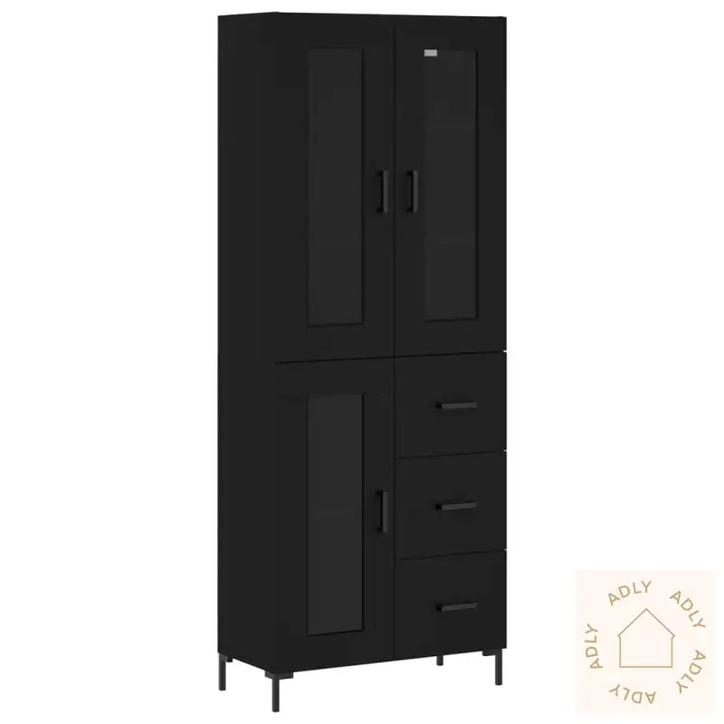 Highboard Svart 69,5X34X180 Cm Konstruert Tre