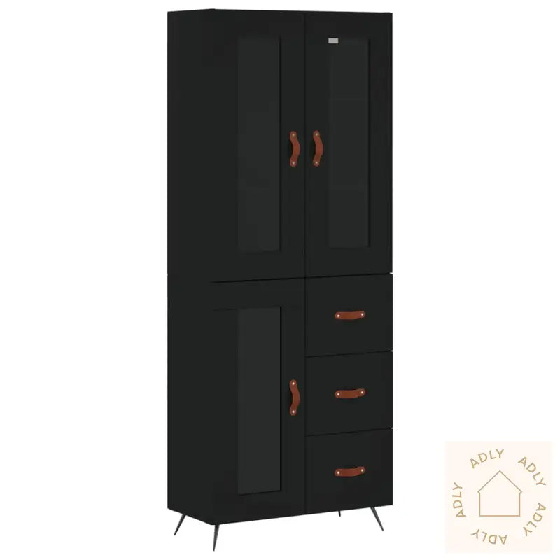 Highboard Svart 69,5X34X180 Cm Konstruert Tre