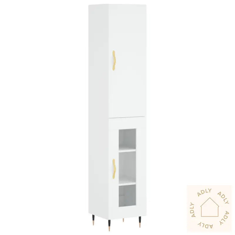 Highboard Hvit 34,5X34X180 Cm Konstruert Tre