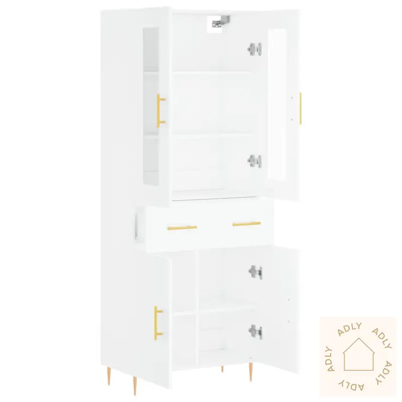 Highboard Hvit 69,5X34X180 Cm Konstruert Tre