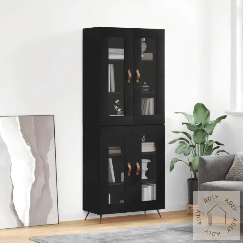 Highboard Svart 69,5X34X180 Cm Konstruert Tre