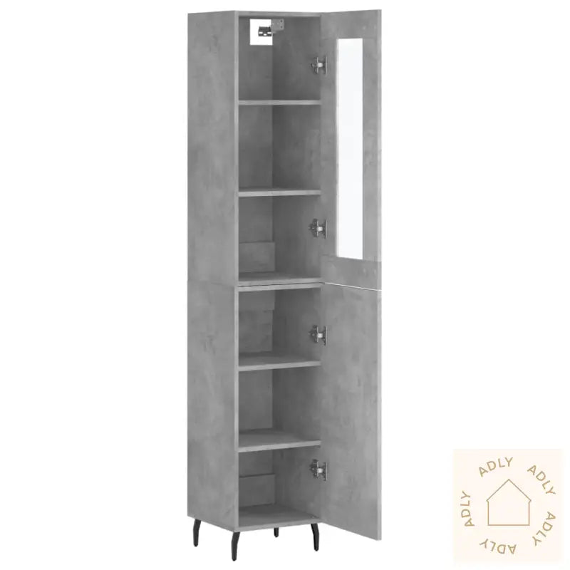 Highboard Betonggrå 34,5X34X180 Cm Konstruert Tre