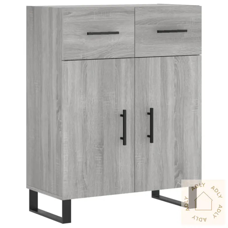 Highboard Grå Sonoma 69,5X34X180 Cm Konstruert Tre