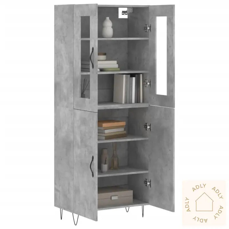 Highboard Betonggrå 69,5X34X180 Cm Konstruert Tre