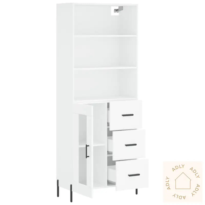 Highboard Hvit 69,5X34X180 Cm Konstruert Tre
