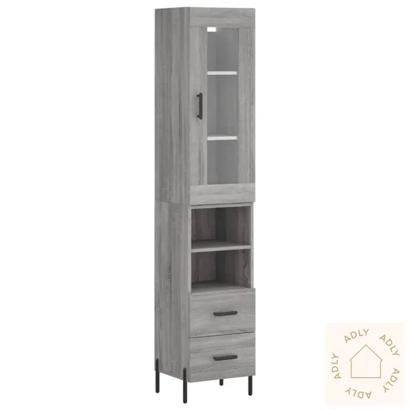 Highboard Grå Sonoma 34,5X34X180 Cm Konstruert Tre