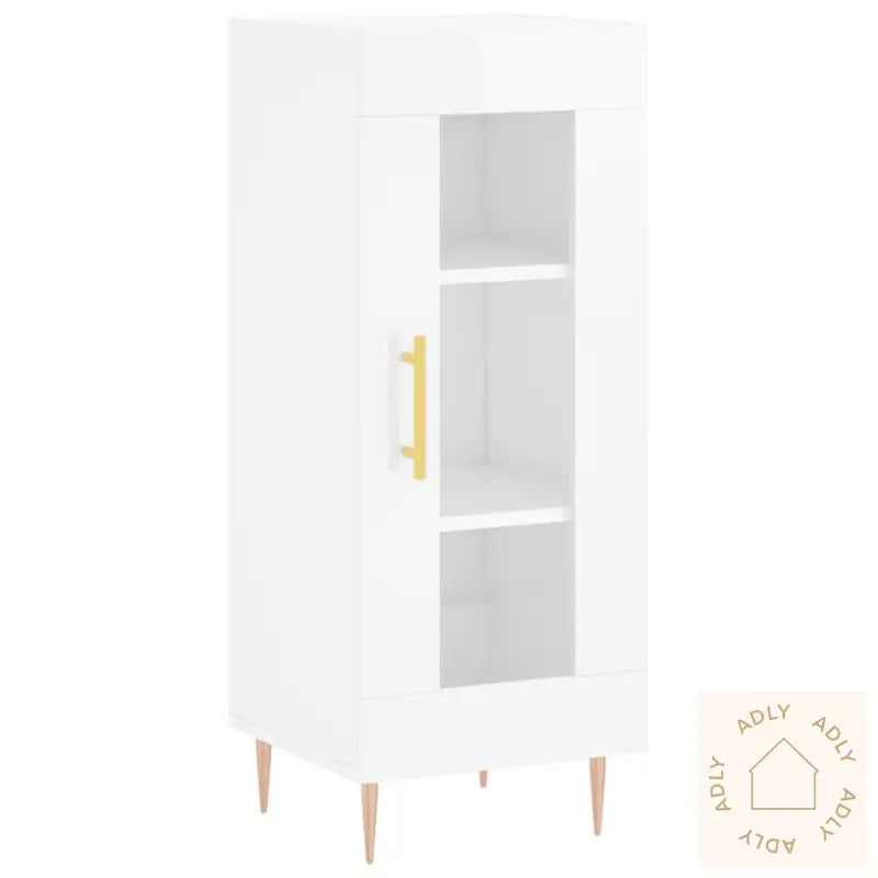 Highboard Høyglans Hvit 34,5X34X180 Cm Konstruert Tre