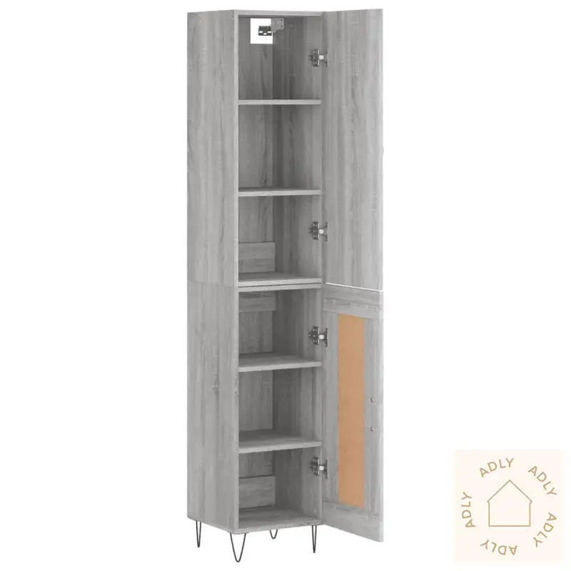 Highboard Grå Sonoma 34,5X34X180 Cm Konstruert Tre