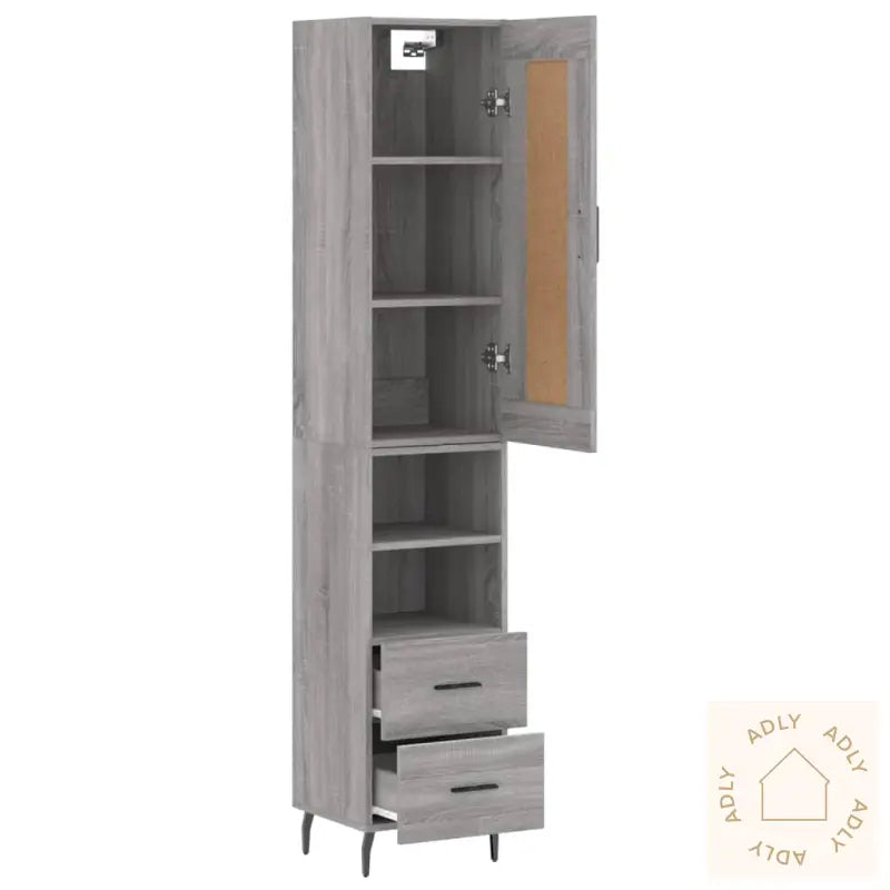 Highboard Grå Sonoma 34,5X34X180 Cm Konstruert Tre