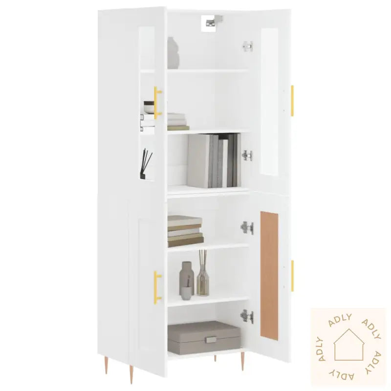 Highboard Hvit 69,5X34X180 Cm Konstruert Tre