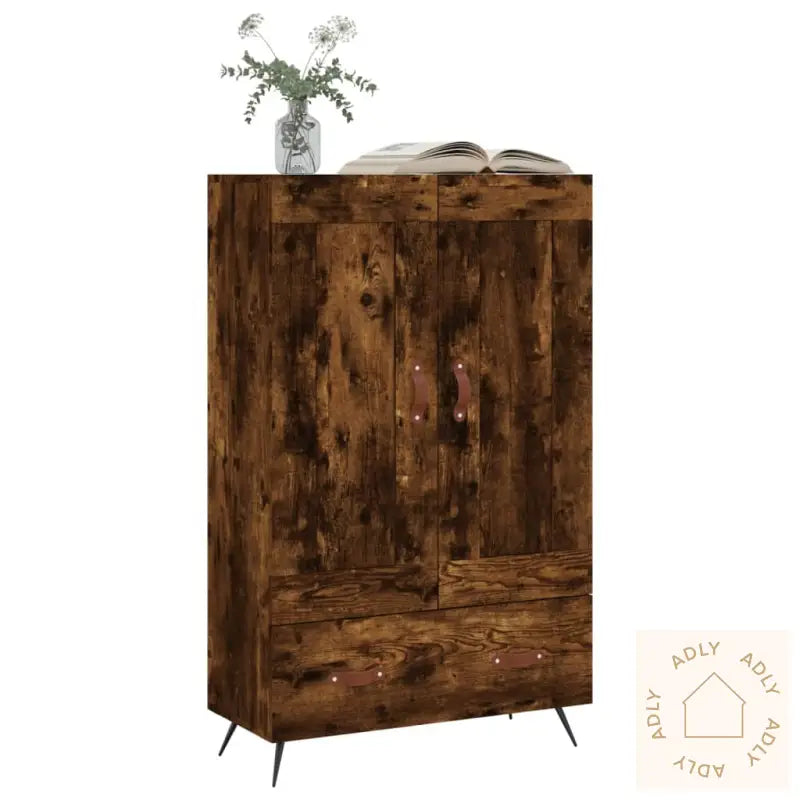 Highboard Røkt Eik 69,5X31X115 Cm Konstruert Tre