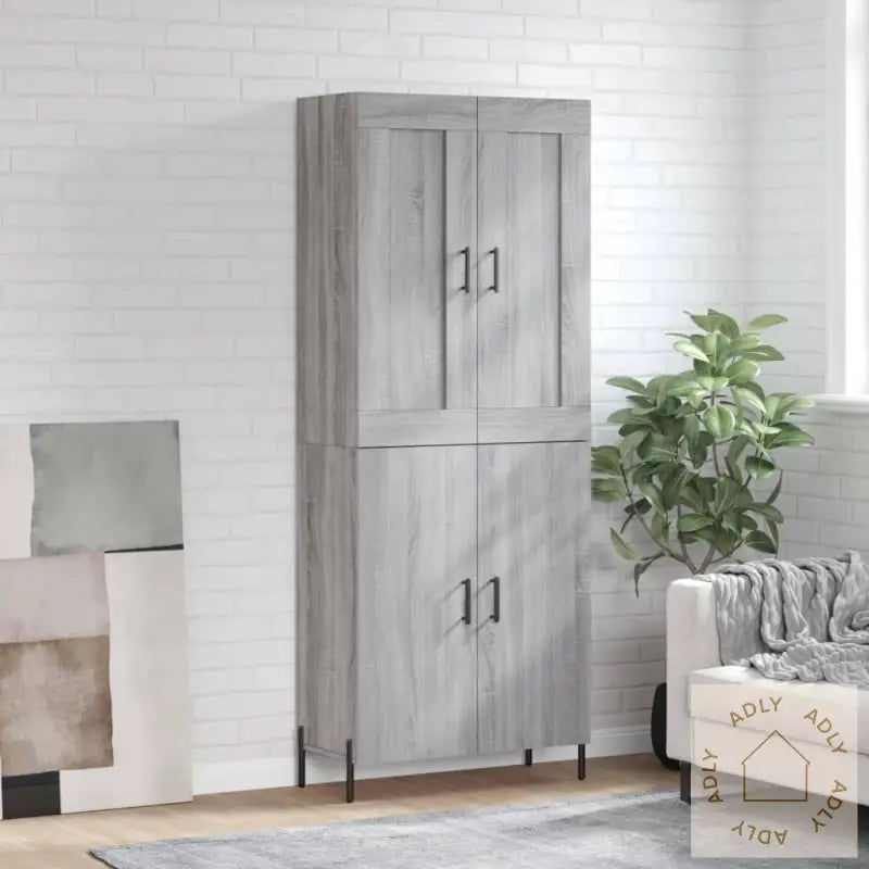 Highboard Grå Sonoma 69,5X34X180 Cm Konstruert Tre