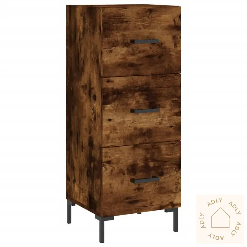 Highboard Røkt Eik 34,5X34X180 Cm Konstruert Tre