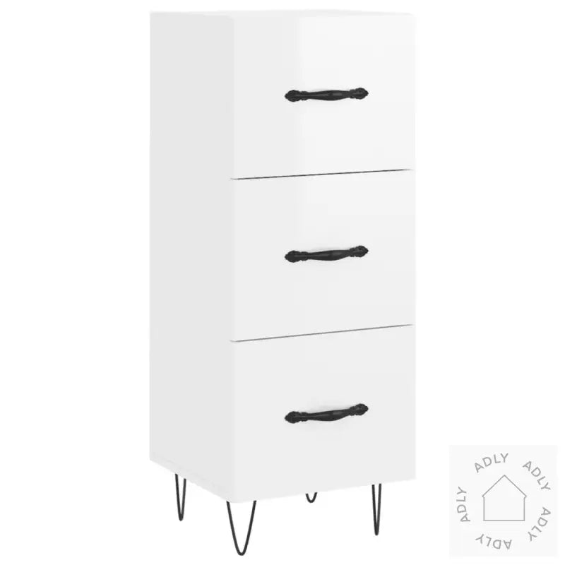 Highboard Høyglans Hvit 34,5X34X180 Cm Konstruert Tre
