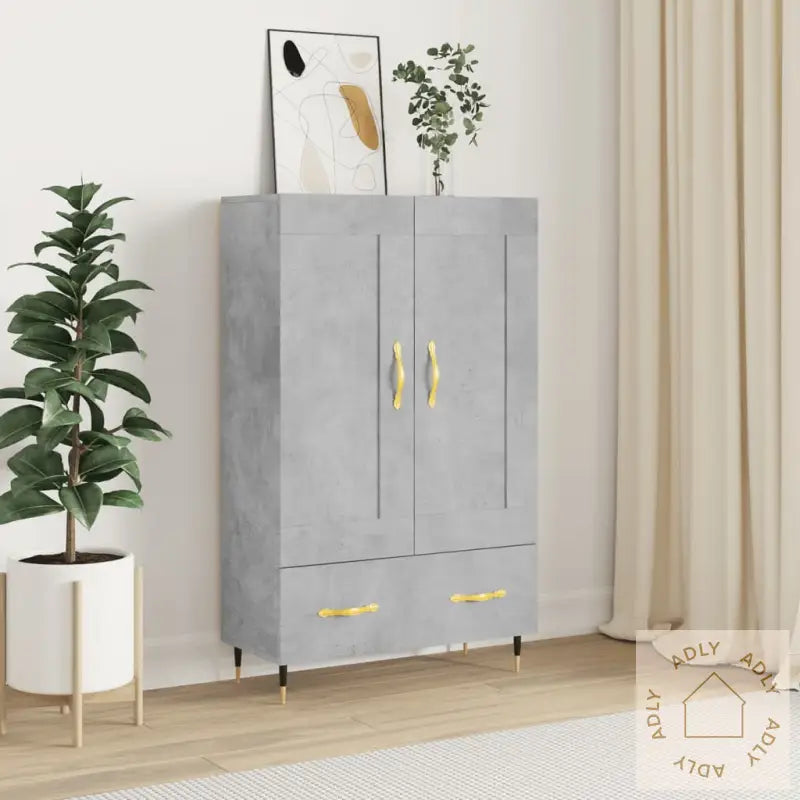 Highboard Betonggrå 69,5X31X115 Cm Konstruert Tre