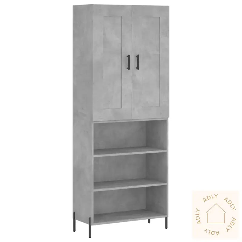 Highboard Betonggrå 69,5X34X180 Cm Konstruert Tre