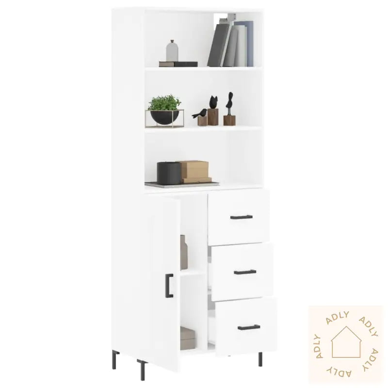 Highboard Hvit 69,5X34X180 Cm Konstruert Tre