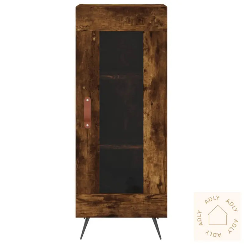 Highboard Røkt Eik 34,5X34X180 Cm Konstruert Tre
