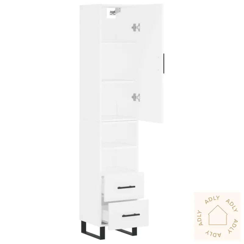 Highboard Hvit 34,5X34X180 Cm Konstruert Tre