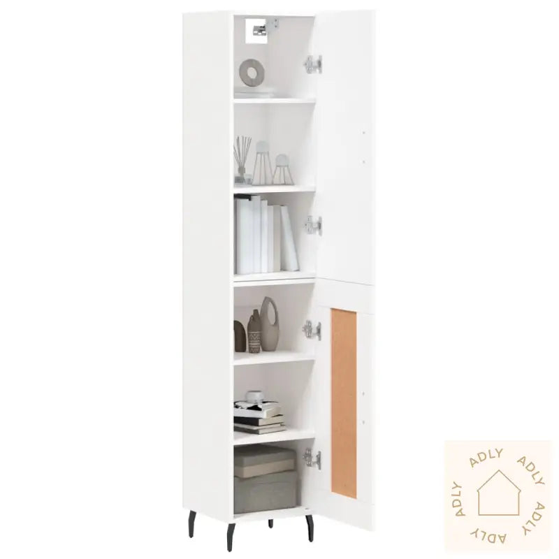 Highboard Hvit 34,5X34X180 Cm Konstruert Tre