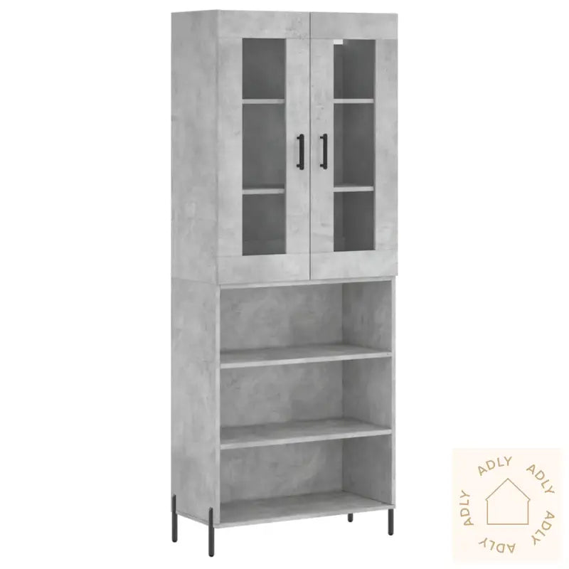 Highboard Betonggrå 69,5X34X180 Cm Konstruert Tre
