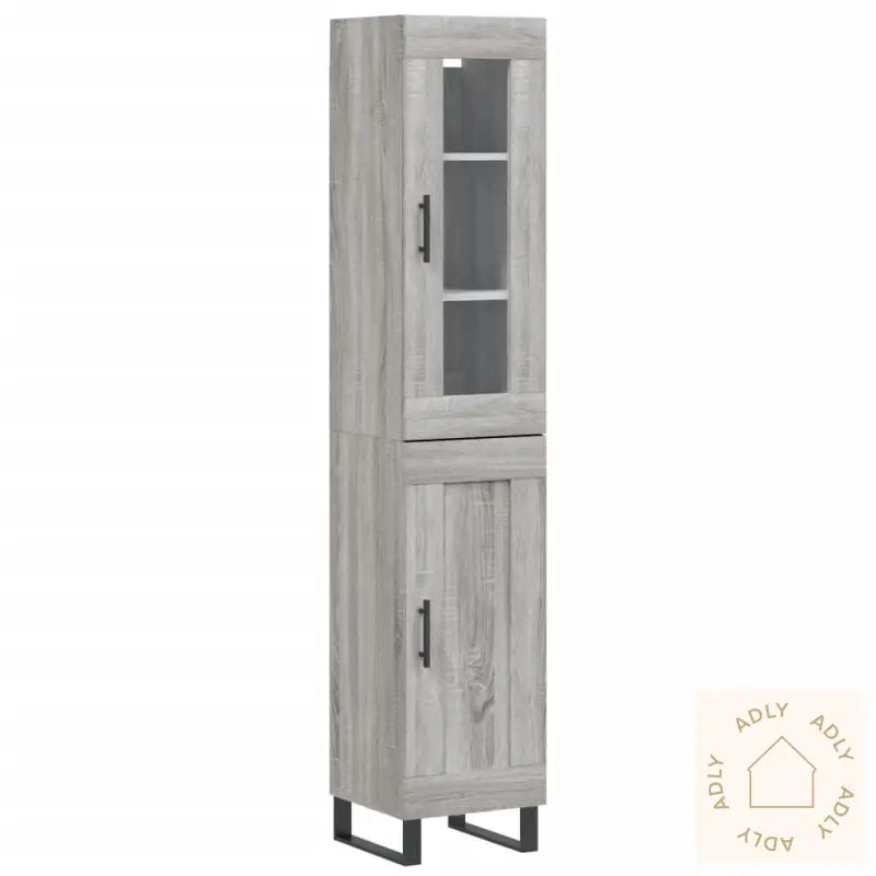 Highboard Grå Sonoma 34,5X34X180 Cm Konstruert Tre