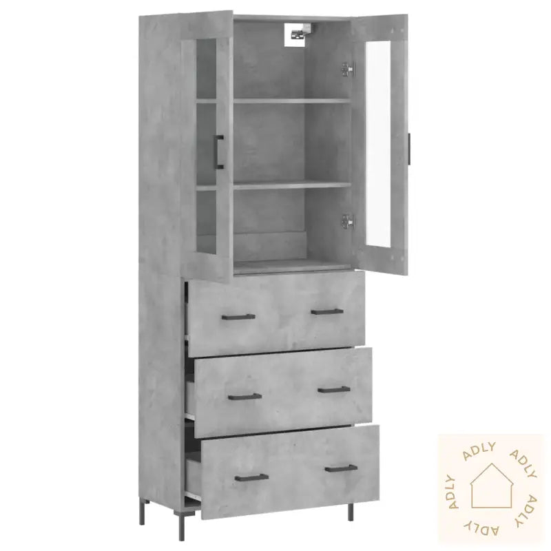 Highboard Betonggrå 69,5X34X180 Cm Konstruert Tre