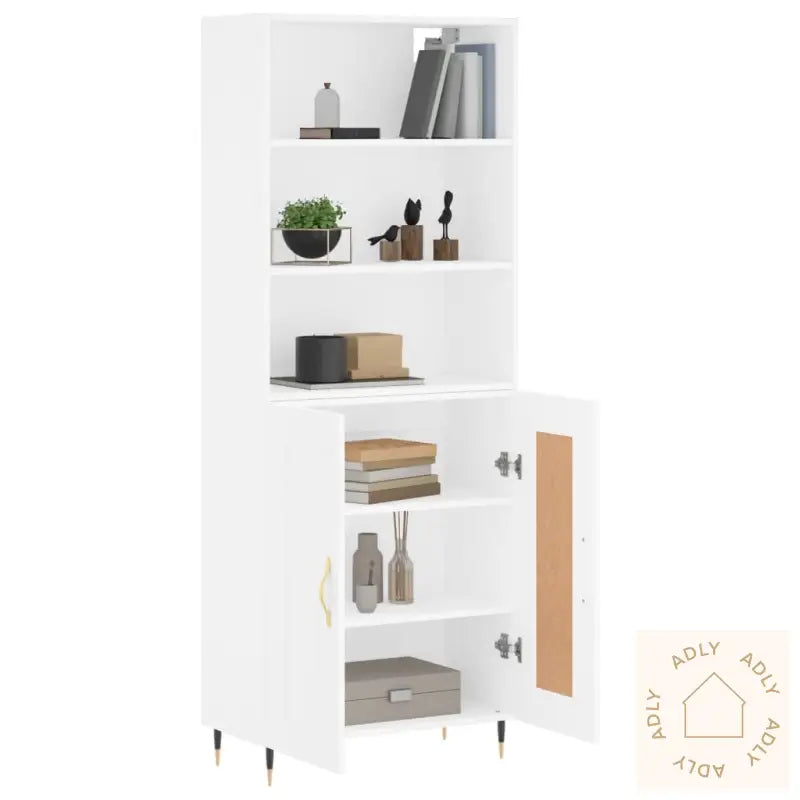 Highboard Hvit 69,5X34X180 Cm Konstruert Tre