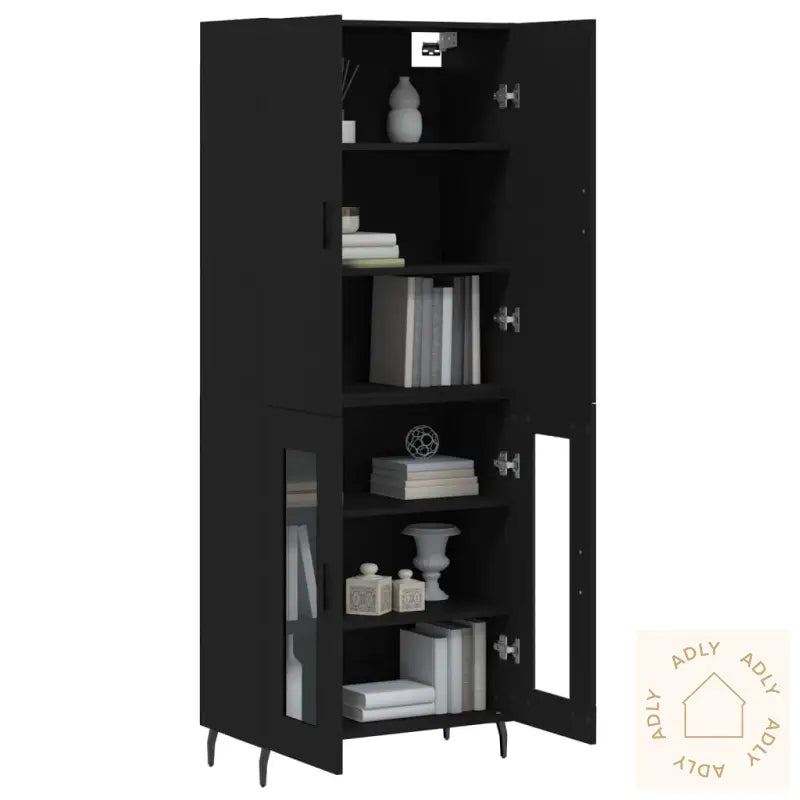 Highboard Svart 69,5X34X180 Cm Konstruert Tre