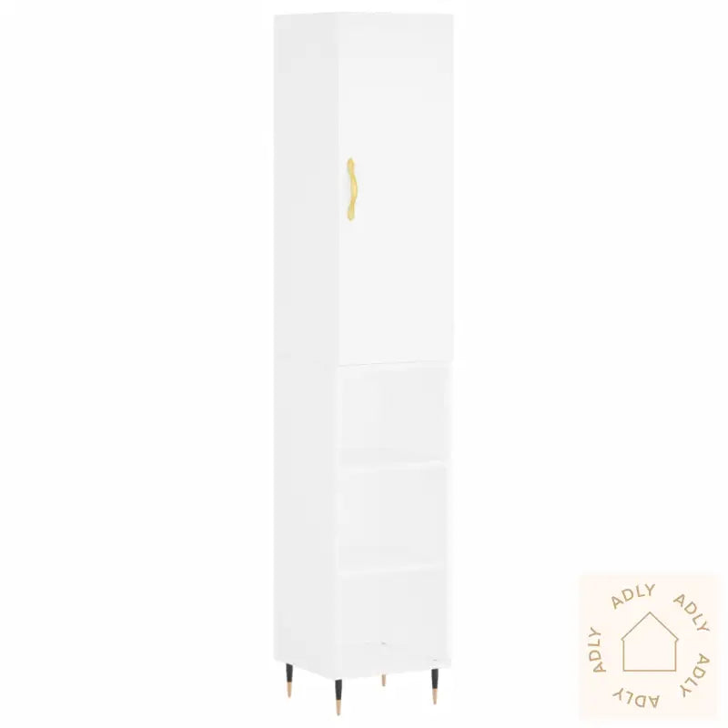 Highboard Hvit 34,5X34X180 Cm Konstruert Tre